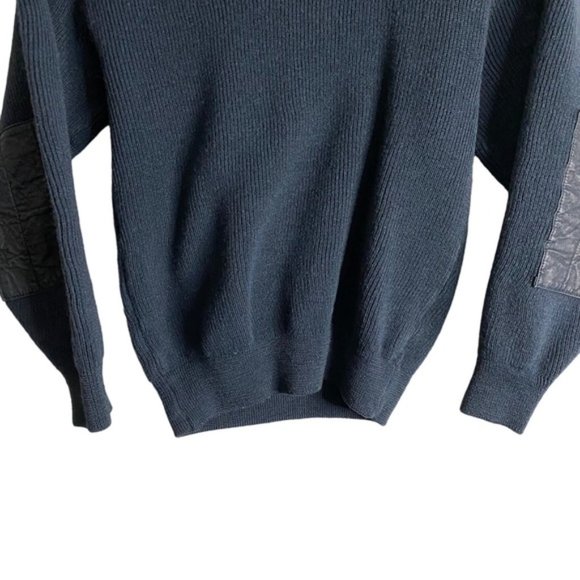 Playboy Men's Blue Wool Blend Classic Knit Patched Sweater - Picture 3 of 8